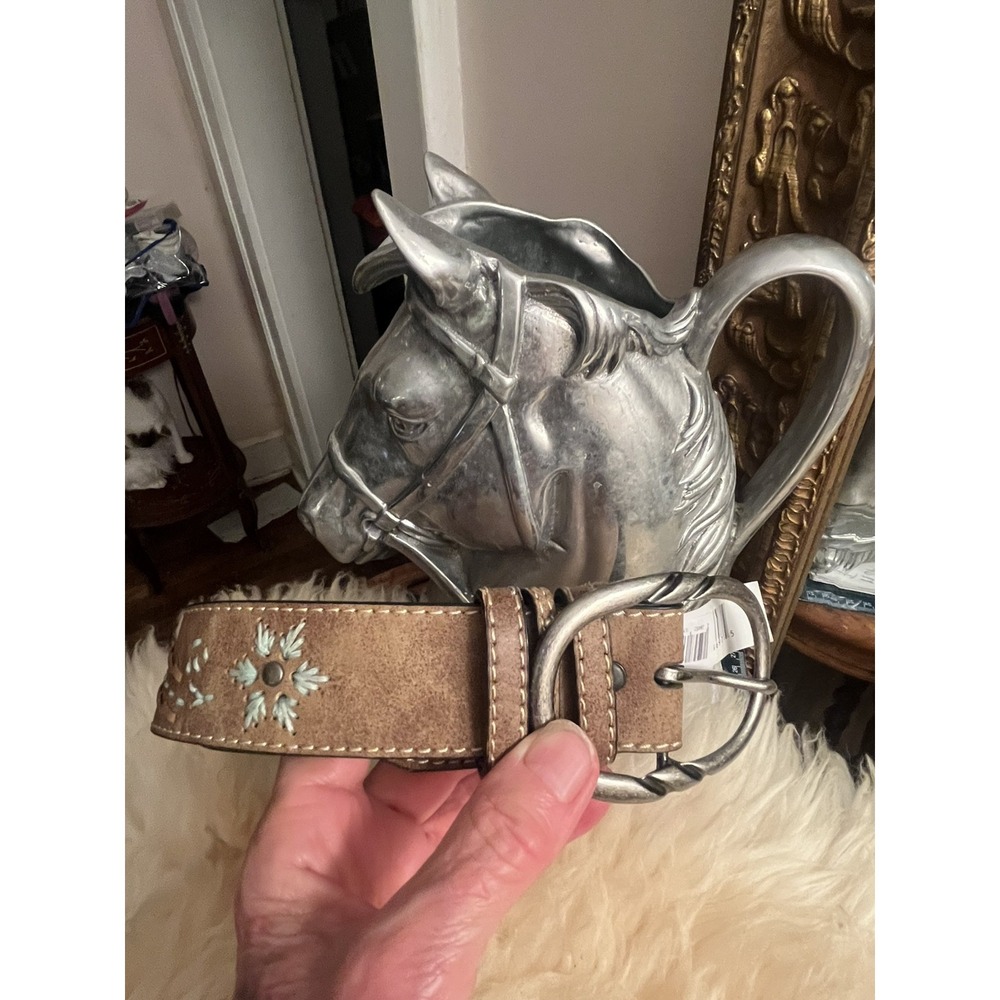 Target Boho Retro Cowboy Swede Embroidered Turquoise Belt USA - W 30/33 M
